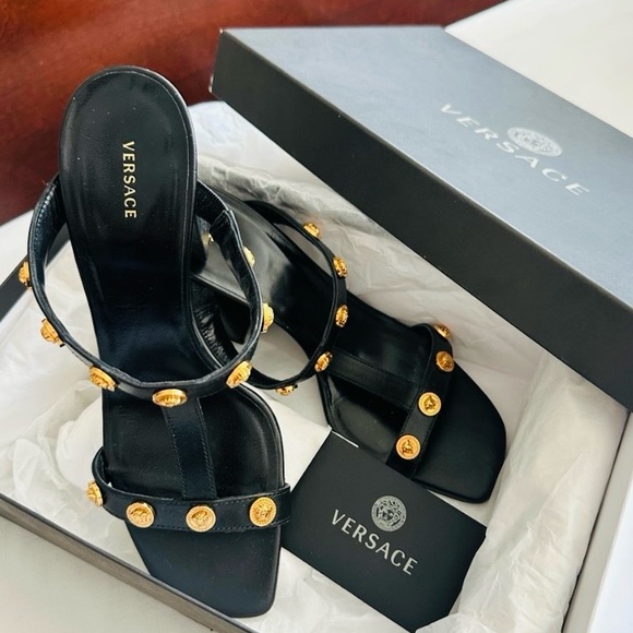 Versace Shoes - Versace Black and Gold Heels Authentic and brand new